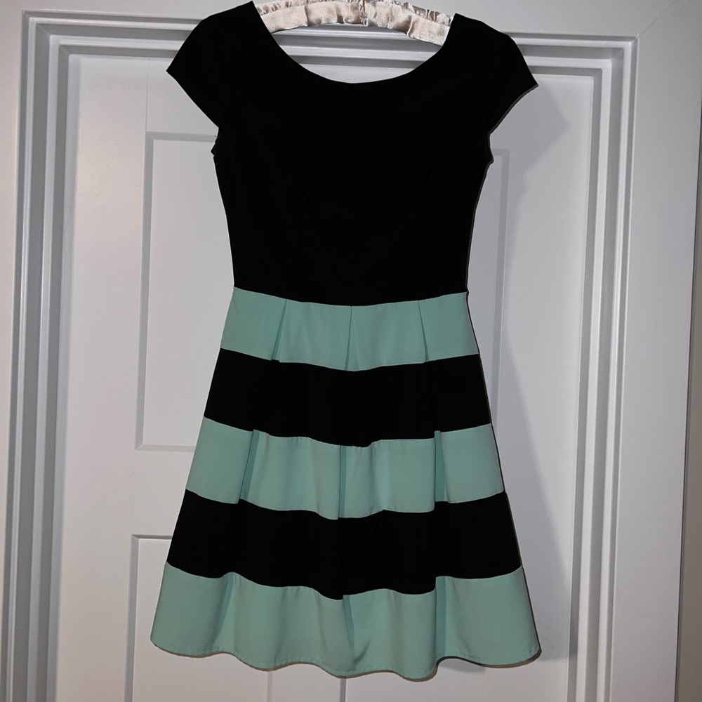 Teal and Black Semi Formal above the knee dress. Size 1/2